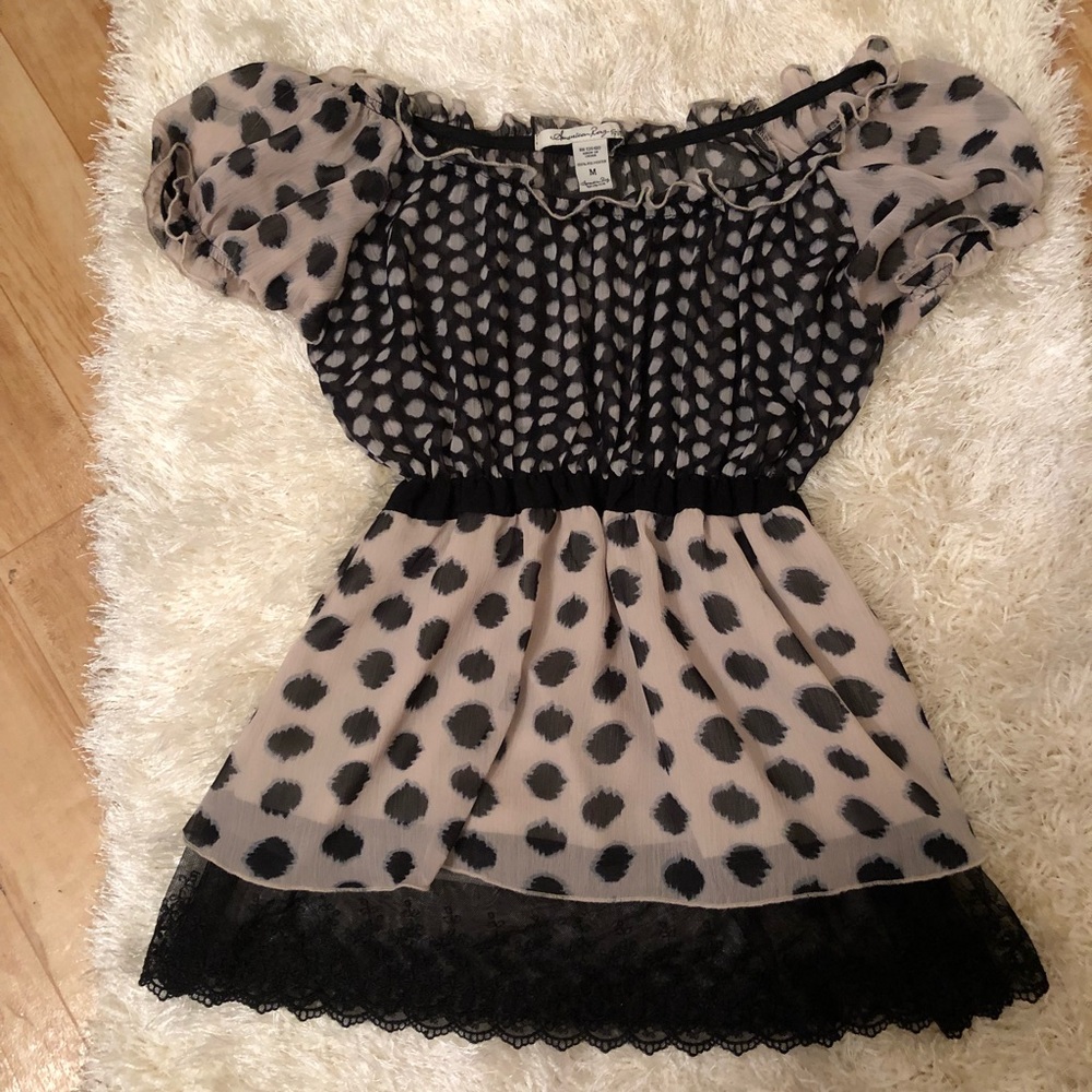 American Rag Baby Doll Sheer Off Shoulder Top